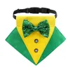 Dog Apparel Bib With Bows Tie Pet Scarves Patrick Day Bandanas