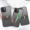 Mobiele Telefoon Gevallen Matte Transparante Achterkant Telefoon Case Voor iPhone 15 14 13 12 11 Pro Max X XR XSMax 7 8 Plus Palestina Vlag Kaart Paspoort CoverY240325