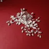 Headpieces Fashion Wedding Hair Accessories Comb Crystal Leaves Bridal Headdresses for hair Ornaments Women Pearls Jewelry