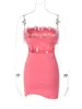 Casual Jurken Voorzijde Veren Dames Open Rug Sexy Cluboutfits Strapless Mouwloos Uitgehold Hoge taille Afslankmode Mini