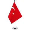 Accessories 14x21cm Office Desk Flag Of Turkey Banner Boardroom Table Stand Pole The Turkey National Flag Set Meeting Room Decoration