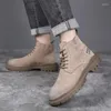 Botas ao ar livre tornozelo mens bota de inverno lace up estilo britânico clássico camurça sapatos casuais calçado de trabalho antiderrapante deserto