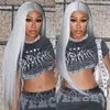 Brownbomb Grey Lace Front Pre Plucked Small Knots Ready to Wear, Gray Synthetic Hair Wigs for Women 26inch Long Straight Sier Wig