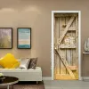 Autocollants 3D vinyle porte autocollant papier peint bois auto-adhésif porte décoration couverture murale pour chambre salle de bains garçons filles chambre fenêtre affiche