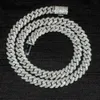 قلادة مجوهرات راقية 10 مم 12 ملم هوب هوب المثلج 2 من صفوف الماس مويسانيت كوبية سلاسل الرابط
