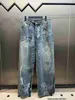 Designer Hoge versie B familie 23SS herfstwinter INS trendy casual losse en versleten graffiti jeans voor heren en dames I02N