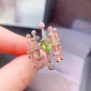 Anillos de racimo VVS Grado Peridoto Anillo para niña 5 mm 7 mm 0.6ct Natural 925 Plata 18k Joyería de piedras preciosas chapadas en oro