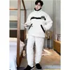 Mens Sleepwear 2024 Men Pajamas Winter Three Three Payers Cotton Coral Velvet Loungewear Pad Flannel Suit Suit 2221 Suit2221