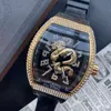 Mode Marke Uhren Männer Tonneau Kristall Loong stil Gummi lederband armbanduhr Muller FM18292w
