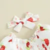 Clothing Sets Baby Girl Romper Dress Infant Summer Clothes Fruit Cherry Print Short Sleeve Jumpsuit With Headband Outfit