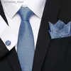 Neck Ties Neck Ties Luxury Tie Handkerchief Pocket Squares Cufflink Set Necktie For Men Blue Red Clothing Accessories Y240325