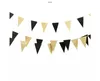 Decoración de fiesta Moda GoldBlack Glitter Papel Bunting Gorgeous Wedding Home Garland Ducha nupcial Po Prop