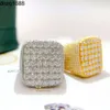 Hip Hop Full Moissanite Square Shape Ring Fashion Jewelry Pass Testare Iced Out 925 Sterling Silver Ring