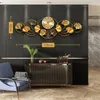 Zegary ścienne Zegar nowoczesny dekoracja salonu duży luksusowy wystrój domu metalowy zegarek Ginkgo Art Paint