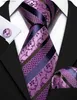 Halsband Hals Ties Plum Purple Stripe Jacquard Silk Mens Tie Utsökt blommig vävd slips manschettknappar Pocket Square Set Wedding Party Barry.Wang FA-63 Y240325