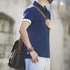 Maden giapponese Vintage Indigo risvolto Polo da uomo Casual 100% Cott Pocket T-shirt Klein blu manica corta Tees Estate Tops z5Ov #
