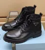 Vinter Men monolith fotled stövlar svart borstat läder nylon snörning teknisk gummisula tossor gentleman combat boot gentleman walking eu38-45