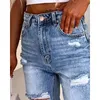 Women's Jeans Pocket Cutout Ripped Elegant Women Vintage High Waist Straight Hole Denim Pants Y2K Chic Boyfriend Trousers For