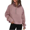 Yoga Outfits Lu-88 Scuba Half Zip Hoodie Jacket Designer Sweater Womens Define Workout Sport Coat Fitness Activewear Top Solid Zipper Otkaf