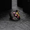 Klaster pierścieni Pierścień Beauty Band Natural Rhodolite Garnet 925 Srebrny ręcznie robiony kwiat pszczół dla kobiet