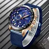 LIGE Moda Uomo Orologi Top Brand Orologio da polso di lusso Orologio al quarzo Orologio blu Uomo Cronografo sportivo impermeabile Relogio Masculino C201N