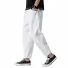 100% Cott Summer Casual Pantalon Homme Tendance Japonais Pantacourt Pantalon Lâche Hommes 5XL 49NC #