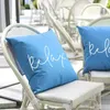 Pillow 1-Pack/2-Pack PVC Waterproof Cover For Outdoor Solid Color Letter Print Pillowcase Swimming Pool Courtyard Garden Decor