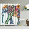 Cortinas de animales con estampado de elefante africano, cortinas de ducha de baño Frabic, cortina de baño de poliéster impermeable con ganchos