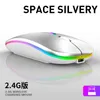 Trådlös mus, ultratunn laddningsbar tyst mus, 2.4G bärbar USB Optical Computer Mouse med USB-mottagare