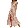 Vestidos de festa feminino elegante vestido floral laço pathwork ver através de alta divisão cocktail longo praia verão clubwear