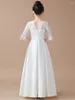 Girl Dresses A-line Scoop Asymmetrical Satin Junior Bridesmaid Dress With Cascading Ruffles Flower Party First Communion Gown