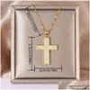 Pendant Necklaces European And American Black Hip Hop Retro Fl Zirconia Cross Necklace For Men Women Anniversary Gifts Drop Delivery J Otrzj