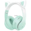 Headphones Earphones SN36 M Headworn Bluetooth with Wireless Private Mode Illumination Gradient Cat Ear Macaron Color Series H240326