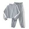 Pantalon de deux pièces pour femmes, sweat-shirt, ensemble de survêtement à col montant avec jambe large, fermeture éclair, taille élastique douce pour l'automne