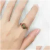 Solitaire Ring 10mm 12mm Stone Stone Rings Sier Gold Color Open Turquoise Amethysts Pink Quartz Crystal Women Party Wedd Dhvhh