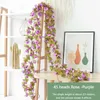 Flores decorativas, vid Artificial para colgar en la pared, plantas falsas blancas y rosas para decoración del hogar, fiesta de boda DIY