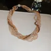 Halsbandörhängen Set Multilayer Green Coffee Crystal Beaded Armband för kvinnor Fashion Collares Party Accessories