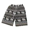 Zomer Strandshorts voor Dames Heren Kleding Trendy Boheemse Trekkoord Losse Boho Thailand Olifant Korte Broek voor Reizen Wandelen d68s #