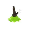 Ice Cream Shape Unbreakable Silicone Smoking Pipe Water Bong Hookahs Tobacco Hand Tube Dab Oil Rig Durable Straight With Glass Bowl Oil Burner Pipes