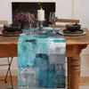 Pano de mesa abstrato turquesa cinza linho corredores cômoda lenços decoração lavável jantar decorações de festas de fim de ano