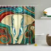 Curtains Animals African Elephant Printed Bathroom Shower Curtains Frabic Waterproof Polyester Bath Curtain With Hooks