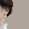 Baumelnde Ohrringe im französischen Stil, schimmernd, heilige weiße Blume, Tropfen, Luxus-Qualität, Party, tragen, weiblich, eleganter Schmuck, fein perlmuttfarben