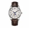 Classic Man Watch Mechaniczne automatyczne zegarki dla mężczyzn White Dial Brown skórzany pasek 001232s