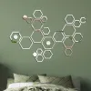 Klistermärken kreativ spegel yta hexagon kombination vägg klistermärken akryl stereo bakgrund väggdekaler vardagsrum sovrum vägg klistermärke