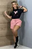 Zomer borduren trainingspakken dames casual t-shirt en shorts broek tweedelige sets gratis schip