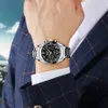 Nibosi Business Men assista marca de luxo Sóios de aço inoxidável relógio cronógrafo Arch Arch Glass Quartz Relógios Relogio Masculino2314