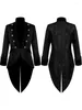 Men's Trench Coats Medieval Jacket Men Steampunk Gothic Tailcoat Victorian Uniform Coat Halloween Jacquard Tuxedo Double-breasted Cloth