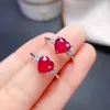 Cluster Rings Legit 925 Sterling Silver Real Heart Shape Simple Ruby Ring For Women Girl Wife Lady With Certificate Elegant Anniversary Gift