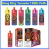 Original Bang Tornado 13000 Puffs Vaporizadores Vape Pen do Vape 16Flavors E-CIGARETtes Bang Vapes Mesh Bobina Cigarros eletrônicos RGB Luzes LED 0/2/3/5%