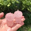 Decorative Figurines 5cm Natural Rose Quartz Fluorite Pumpkin Monster Carved Statue Healing Energy Gemstone Crafts For Christmas Gift 1pcs